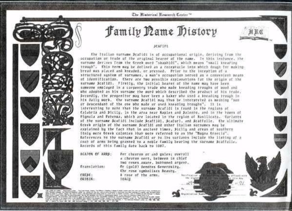 Scafidi Name History